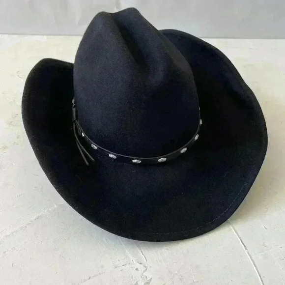 Rodeo King Adult Cowboy Hat Black Felt Beaver Western Hat Vintage Sz S 54-55 - Picture 1 of 12